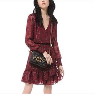 Michael Kors Small Shiny Plaid Smocked Dress